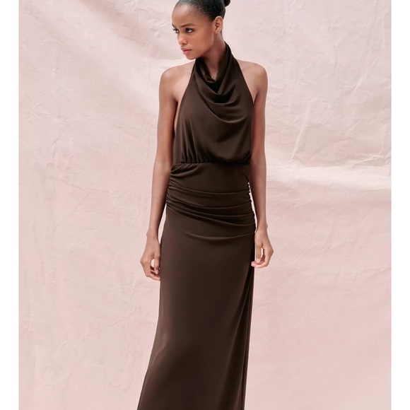 Zara Dresses & Skirts - Zara Chocolate Brown Halter Maxi Dress